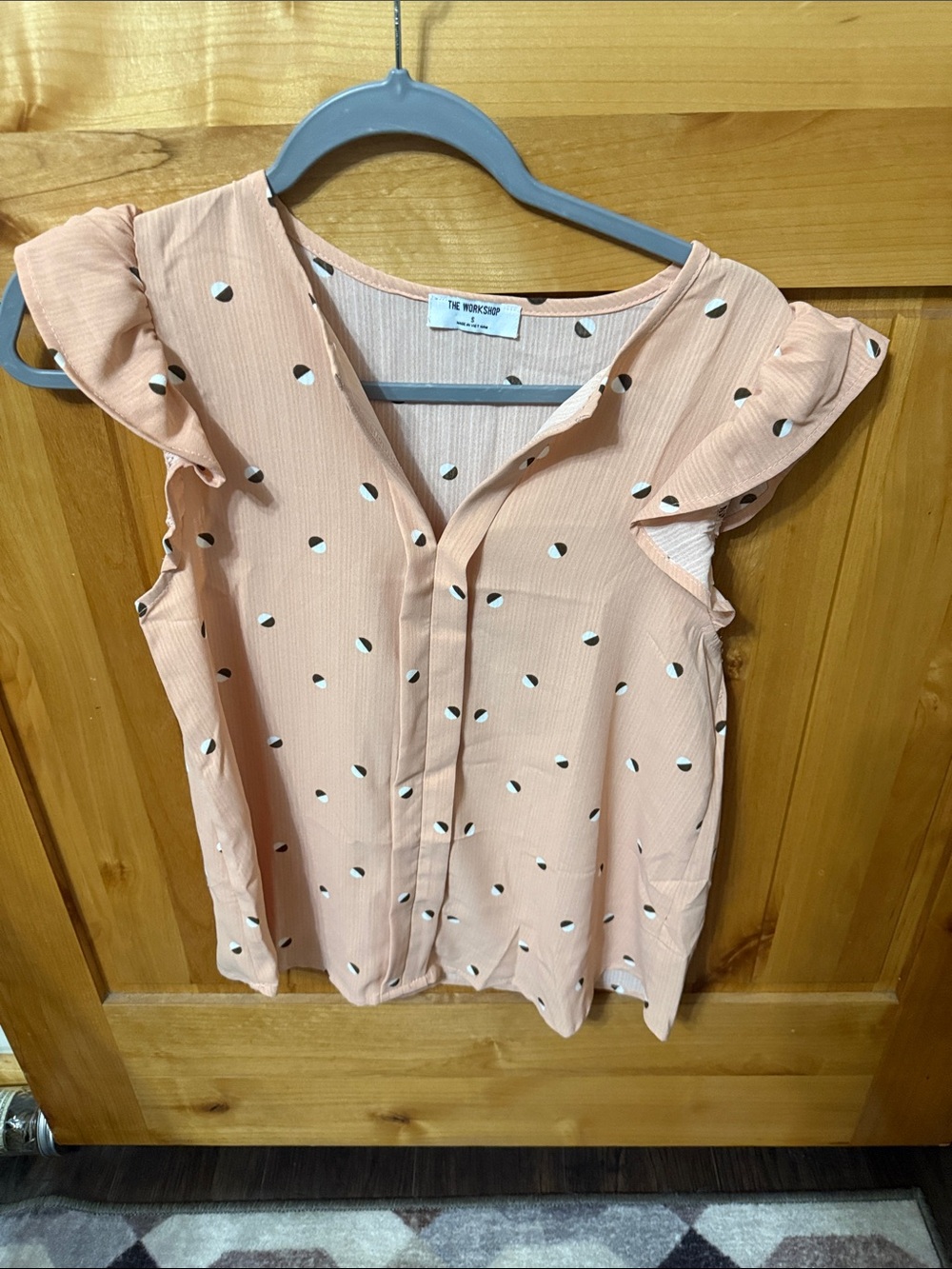 Workshop Republic Clothing Peach Polka Flutter Sleeve Blouse